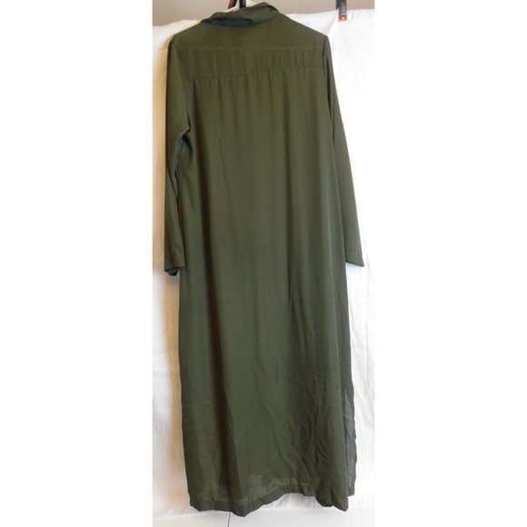 Miessial Women's Button-Down Blouse Maxi Dress Long Sleeve Split Office Dress 8 - Picture 2 of 4